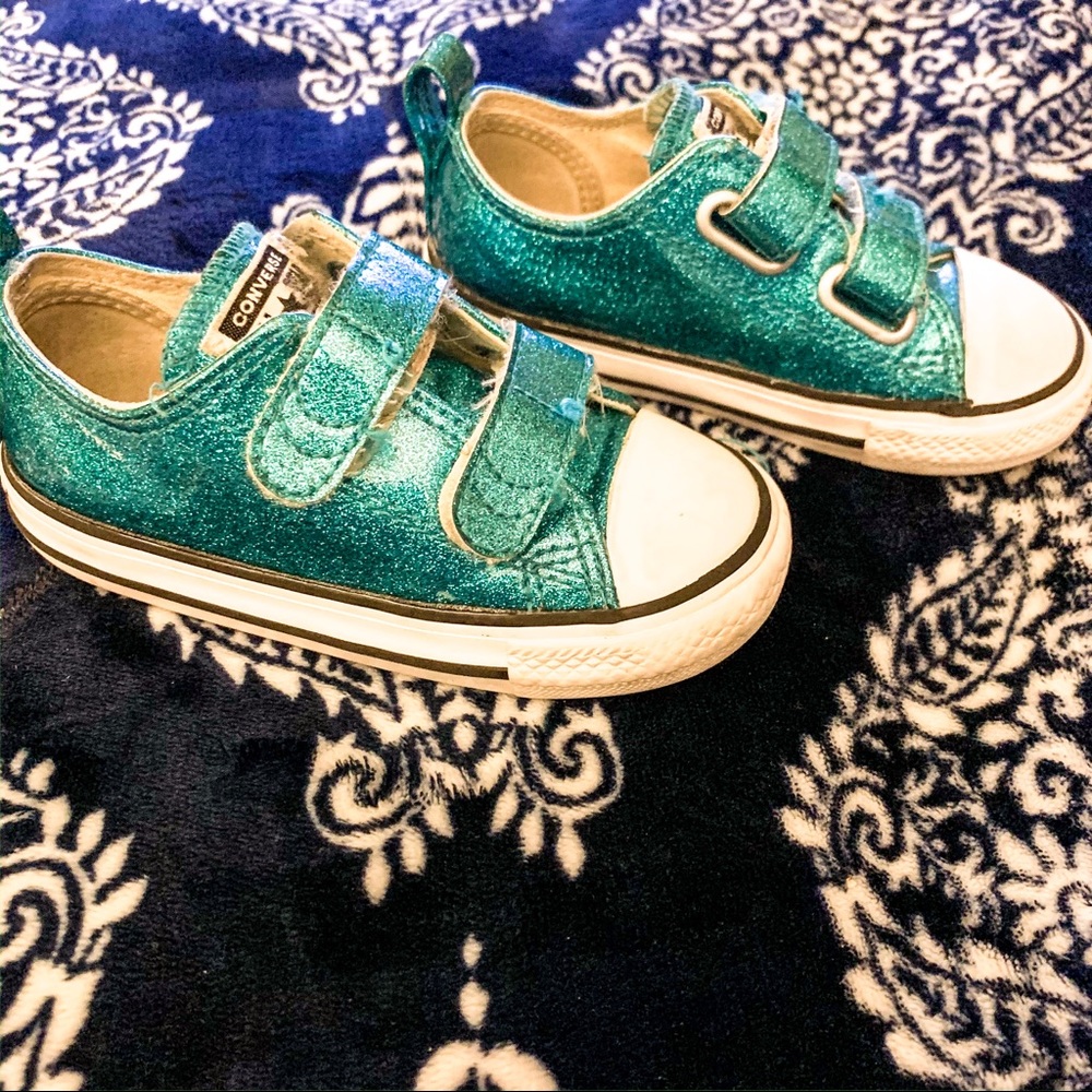 Teal sparkle Converse sz 7C